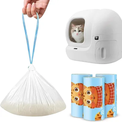 Produktbild von Katzentoilettenbeutel 60 Stück, mit Tragegriff, reißfest, flüssigkeitsdicht, für Zuhause