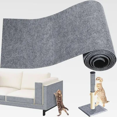 Produktbild von Selbstklebend Kratzmatte Katze, 200cmx40cm Kratzschutz Sofa Katze, DIY Kratzteppich Katze Kratzbretter, Kratzwand Katzen Kratzbrett, Katzenkratzmatte für Möbel Tür Wand und Couch Schutz (Hellgrau)