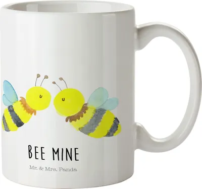 Produktbild von Mr. & Mrs. Panda Kindertasse Biene Liebe - Weiß - Geschenk, Hummel, Kinderbecher, Mehrwegbecher, Kunststoffbecher, Trinklernbecher, Haferl, Plastikbecher
