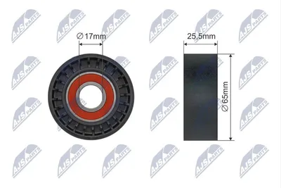 Produktbild von NTY RNK-CT-061 Spannrolle Keilrippenriemen 65mm für RENAULT CLIO II (BB0/1/2, CB0/1/2) für CITROËN C5 III Kombi (RW) passend für PEUGEOT 407 SW (6E)