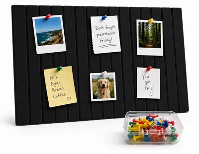 Image de Relaxdays, lot de 2 panneaux d'affichage en feutre, rectangles adhésifs, pour bureau et maison, feutre, 30x40 cm, panneau en feutre avec punaises inclus, couleur noire