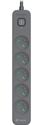 Immagine prodotto di TRACER Presa multipla con protezione da sovratensione Power Line+ 5,0 m Grafite (5 prese)