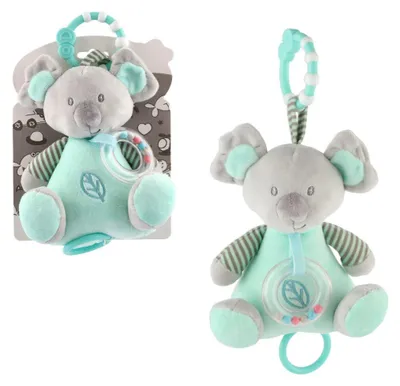 Image de Peluche ours koala, hochet, 19 cm, à suspendre (lit/poussette), couleur naturelle, boîte à musique verte, sur carte, dans un sachet, à partir de 0 mois