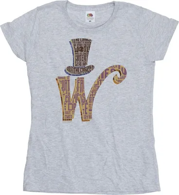 Produktbild von Willy Wonka - "W Logo Hat" T-Shirt für Damen BI51054 (L) (Grau)