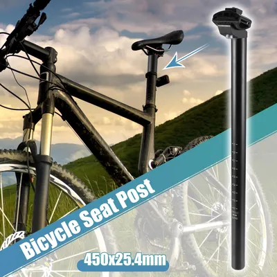 Image de Tige De Selle De Vélo En Alliage D'aluminium 25,4X450Mm, Support De Tube De Selle De Vélo Noir