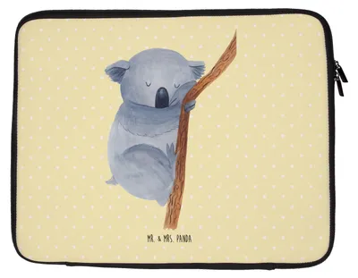 Produktbild von Mr. & Mrs. Panda Laptop Tasche Koalabär 33 x 42 cm - Gelb Pastell - Geschenk, schlafen, Traum, Träumen, Schlafzimmer, Notebooktasche, Koala, Case, Lustige Sprüche, Bär