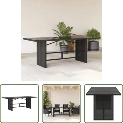 Produktbild von The Living Store Gartentisch mit Glasplatte Schwarz 190x80x74 cm Poly Rattan