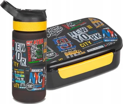Produktbild von CoolPack | Set Trinkflasche Bibby + Lunchbox Foody X - Big City - BPA-frei - Praktisch für die Schule