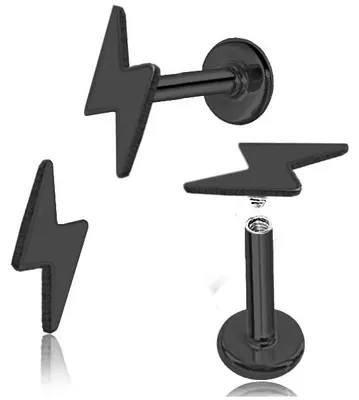 Productafbeelding van DENI 2 labrets met zwarte steen, 7 mm, geschikt voor de tragus, helix en andere piercings