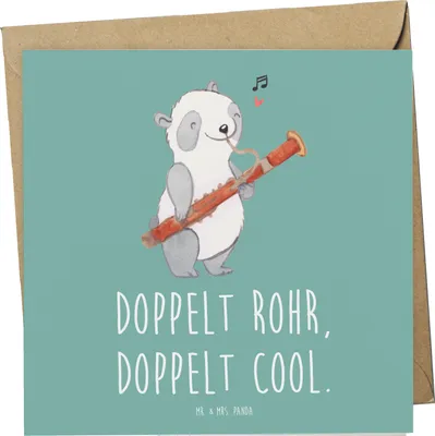 Produktbild von Mr. & Mrs. Panda doppelkarte Fagott Doppelt Cool - Meeresbrise - Geschenk, anlasskarte, Musik, Lernen, faltkarte, Orchester, klassische, Glückwunschkarte, Klappkarte