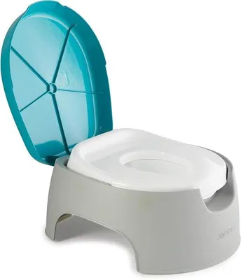 Image de Siège de toilettes 3 en 1 pour enfants - Coussin de siège bleu pour la salle de bain - Housse de coussin pour siège de toilettes - 988 g