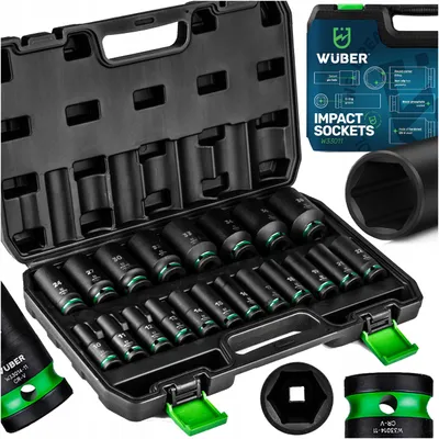 Produktbild von 20-teiliges Schlagschrauber-Nuss-Set 1/2 6-kant Cr-V 10-38 mm mit Koffer