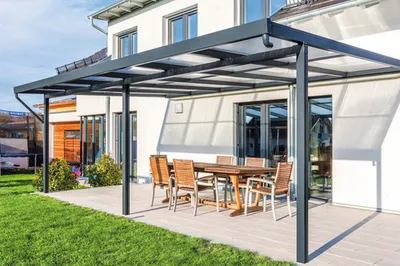 Produktbild von Terrassenüberdachung gutta Premium Acryl klar 611 x 506 cm anthrazit