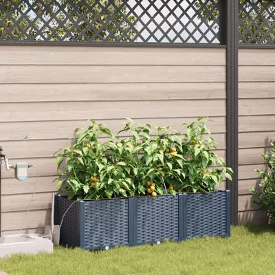 Produktbild von vidaXL Garten-Pflanzgefäß 3 pcs Grau 120 x 40 x 37,5 cm Kunststoff