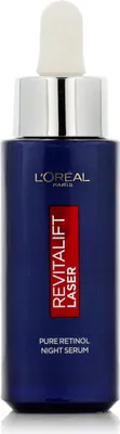 A product shot of a L'Oréal Paris Revitalift Laser serum bottle.
