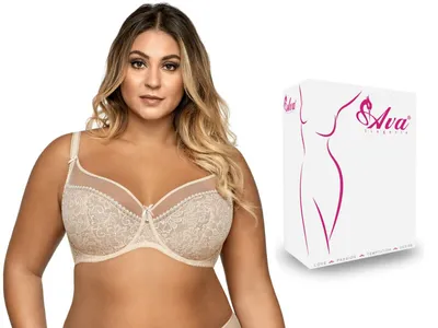 Obrázek produktu pro Ava - 1396 Maxi - SOFT Podprsenka s kosticí Krajková výšivka se vzorem - béžová - 85J