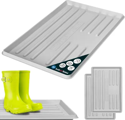 Produktbild von KOTARBAU® 2er Set Schuhabtropfschale 60 40cm Abtropfmatte für nasse Schuhe Schuhmatte aus Kunststoff Schuhtablett Schuhwanne für Flur Grau