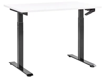 Obrázek produktu pro BELIANI Výškově nastavitelný psací stůl bílá deska stolu černý ocelový rám 120 x 72 cm manuální nastavení výšky moderní kanceláře