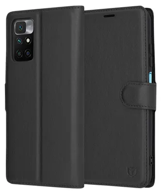Produktbild von Techsuit Leder Folio Book Wallet Klapphülle für Xiaomi Redmi 10/10 2022 - Schwarz