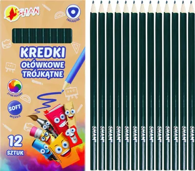 Zdjęcie produktu dla Kredki ołówkowe trójkątne Shan Zielone ciemne 12 sztuk