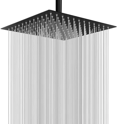 Produktbild von SANIDELL Regendusche 8 Zoll (20x20 cm) Schwarz – Edelstahl V304 poliert – Duschkopf mit Antikalk-Düsen, hochwertige Kopfbrause für s Duscherlebnis