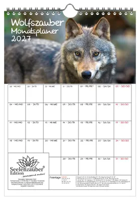 Produktbild von Wolfszauber Planer DIN A4 Kalender für 2027 Wolf und Wölfe - Seelenzauber