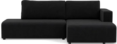 Image de Best Mobilier Topaze - canapé d'angle droit 4 places convertible avec coffre en velours côtelé , Noir