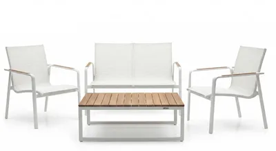 Produktbild von Kettler Lounge Set Diamond 2 Sessel 1 Bank 1 Loungetisch Weiß