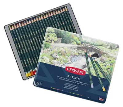 Image de Crayons de couleur DERWENT Artists, 24pcs dans une boîte en métal