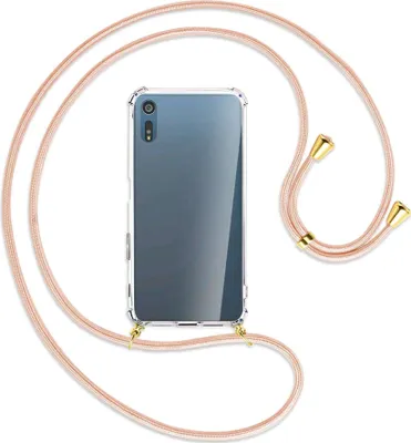 Produktbild von Handykette Backcover-Schutzhülle mit Band (Metall goldfarben) für Sony Xperia XZ, XZs - rose peach