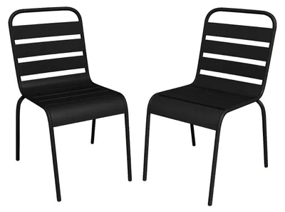 Produktbild von Set aus 2 stapelbaren Gartenstühlen aus Metall – Schwarz – MIRMANDE von MYLIA