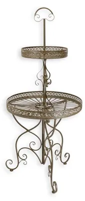 Productafbeelding van A 2-Tier Round Iron Etagère - Brown