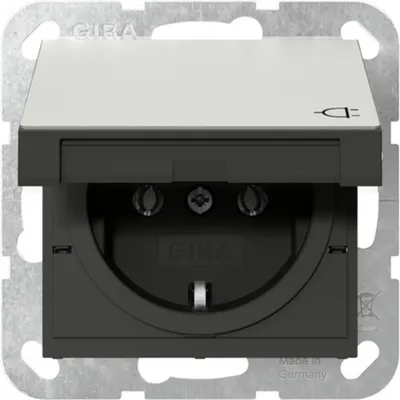 Produktbild von GIRA 4454600 SCHUKO-Steckdose Klappdeckel System 55 Edelstahl