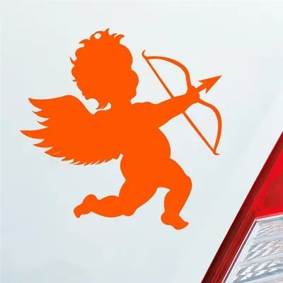 Produktbild von Auto Aufkleber Amor Liebesbote Liebe Love Glück Vale 10x10 cm Orange Sticker Heckscheibenaufkleber