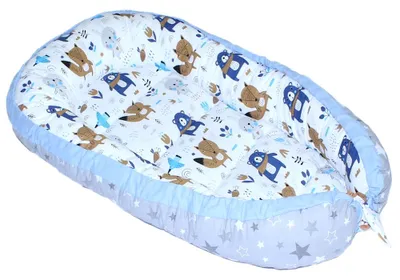 Produktbild von Bettnestchen Baby Nestchen Kokon Kuschelnest Baumwolle - Waldtiere + Star Dunkel