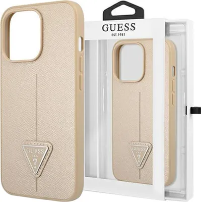 Produktbild von Guess Guhcp13Lpsatle Iphone 13 Pro / 13 6,1"" Beżowy/Beige Hardcase Saffianotriangle Logo