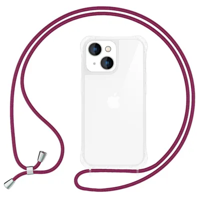 Produktbild von Hülle mit Band für iPhone 15 Plus Handyhülle Umhängen Handy Kette Kordel Case Rot