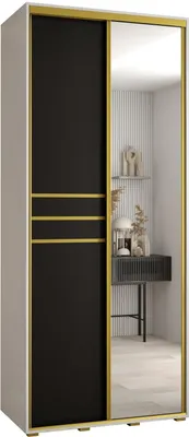 Produktbild von MEBLE KRYSPOL Davos 11 Schrank, zwei Türen - 235,2x100x60 cm - Weiß Schwarz Gold