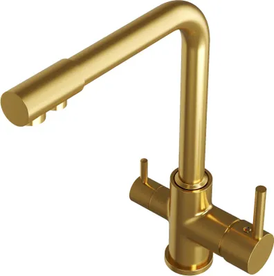Obrázek produktu pro Granitan | Kuchyňská baterie Flow – 3cestná – kartáčované zlato – moderní design – snadná instalace