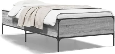 Produktbild von vidaXL Bettgestell Grau Sonoma 100x200 cm Holzwerkstoff und Metall