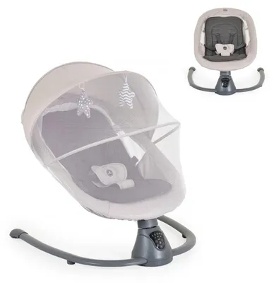 Produktbild von Cangaroo Babywippe elektrisch Zara Schaukelfunktion, Musik, Timer, Moskitonetz hellgrau