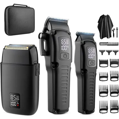 Produktbild von MODFU Profi Wasserdicht Haarschneider, Haarschneidemaschine, Für Herren Haartrimmer Bartschneider,LED-Display Batteriestatusanzeige Schwarz