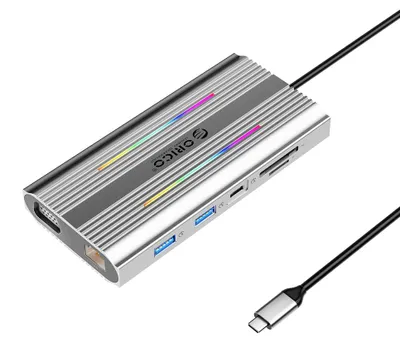 Produktbild von Orico XDR 12-in-1 RGB USB-C Dockingstation mit USB-A, USB-C PD, 100 W, 2x HDMI 4K 60 Hz