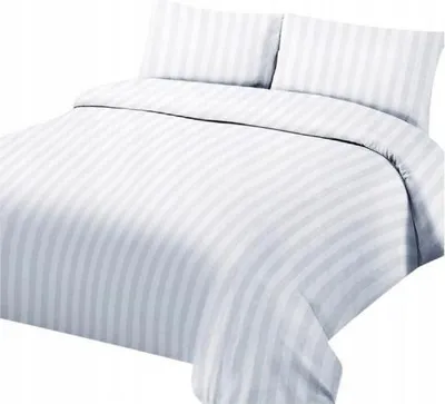 Productafbeelding van Damast beddengoed, 160x200, hotelstreep, 1 cm, wit
