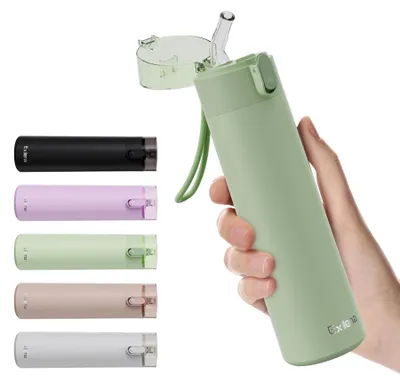 Isolierflasche 270 ml mit Strohhalm, Mint, auslaufsicher, 20 cm