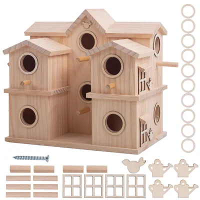 Vogelhaus mit 10 Nistkammern, unbehandeltes Kiefernholz