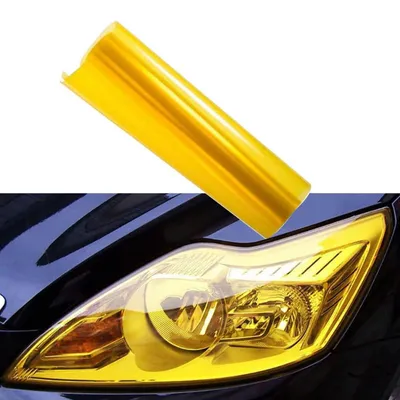 Image de Film de protection jaune pour phares, dimensions 30 x 200 cm, en PVC. Film de teinte pour phares antibrouillard, feux arrière et autres protections