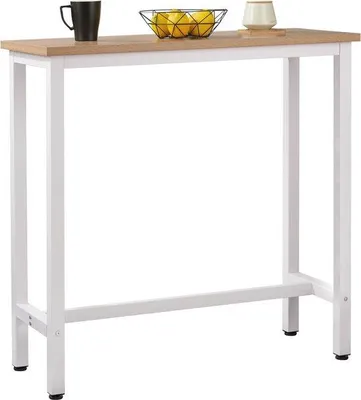 Obrázok produktu pre WOLTU 1 X barový stôl vysoký stôl bistro stôl s kovovou konštrukciou drevotriesková doska, kuchynský stôl jedálenský stôl 100x40x100cm, svetlý dub BT33hei