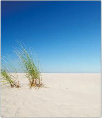 Produktbild von Wallario Herdabdeckplatte aus Glas, Größe 52 x 60 cm 1-teilig, Motiv Sandstrand unter blauem Himmel