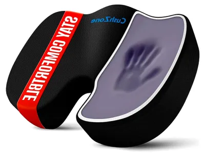 Produktbild von Sitzkissen für Bürostühle und Autositz, Memory Foam Kissen zur Linderung von Steißbeinschmerzen (Schwarz)